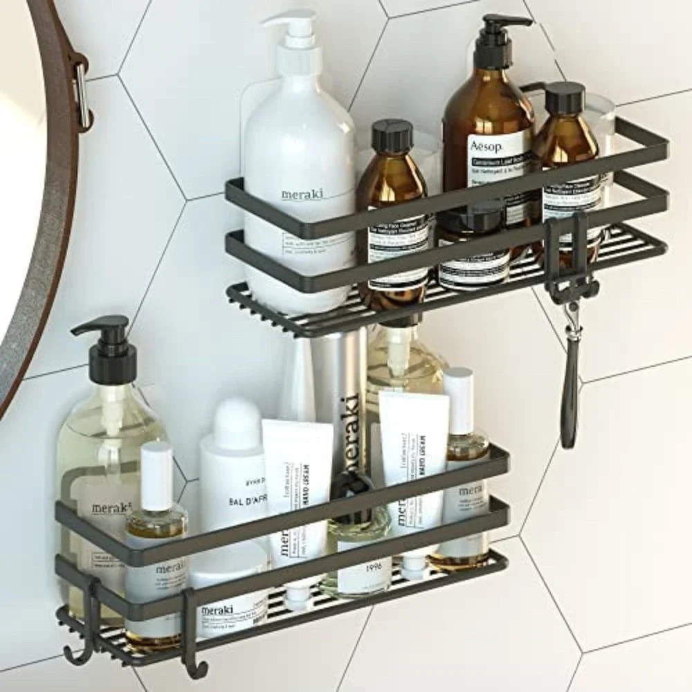 2 PCS Shower Caddy 4 PCS Adhesive Sticker Replacement Hook, for Shower Caddy Bat